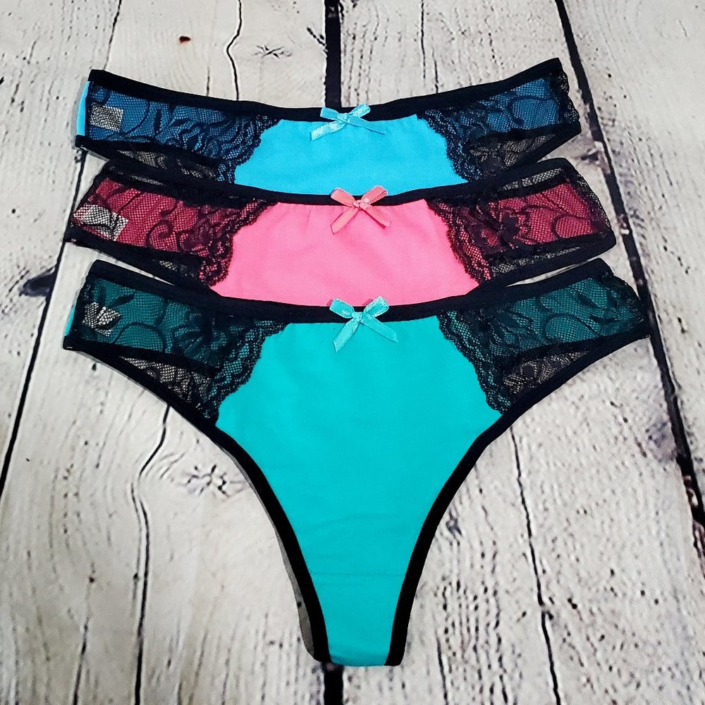 Bergamo Sexy Cotton and Lace Panties Set of 3